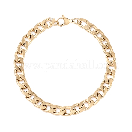 Unisex 304 Stainless Steel Curb Chain/Twisted Chain Bracelets STAS-D0002-36G-1