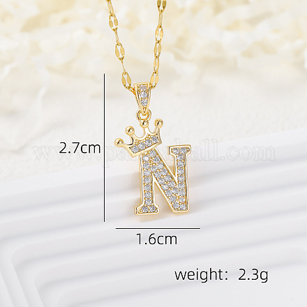 Латунные микропаве прозрачные кубические цирконии корона инициал кулон ожерелья FS-WGD727C-14-1