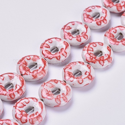 Chapelets de perles en porcelaine manuelle PORC-L033-026-1