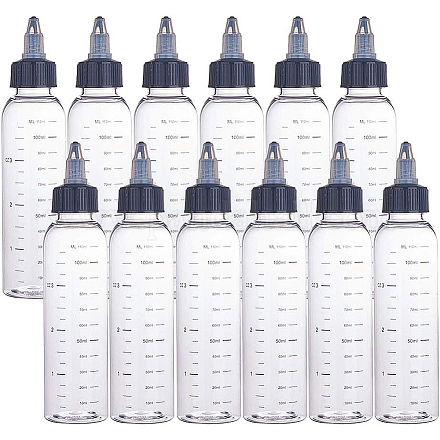 Benecreat 12 pz 110 ml scala bottiglie di plastica vuote con tappo a torsione nero bottiglie di erogazione graduate per liquido inchiostro TOOL-BC0008-23-1