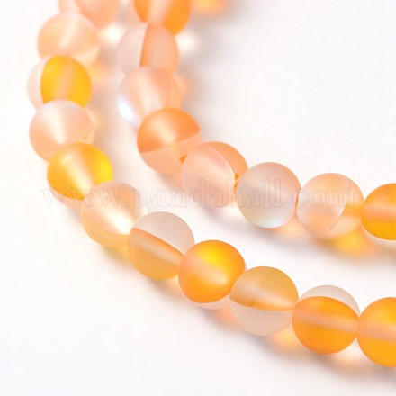 Dyed Synthetic Moonstone Round Beads Strands G-L376-6mm-A03-1