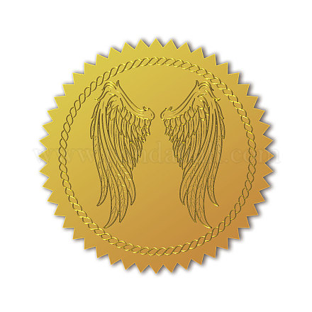 CHGCRAFT 100Pcs Angel Wings Gold Foil Certificate Seals Foil Embossed Stickers Self Adhesive Gold Foil Embossed Certificate Seals for Envelope Invitation Letter DIY-WH0211-385-1