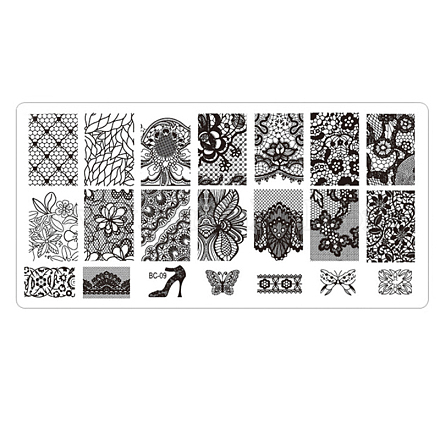 Lace Flower Stainless Steel Nail Art Stamping Plates MRMJ-L003-C09-1