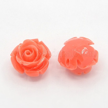 Synthetic Coral 3D Flower Rose Beads CORA-A006-8mm-013-1