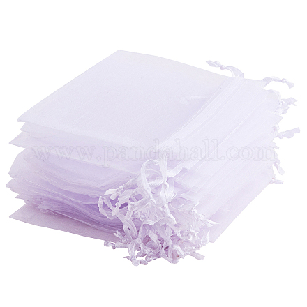 オーガンジーバッグ巾着袋  長方形  ホワイト  約10センチ幅  15センチの長さ T247F011-1