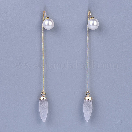 Hilos de oreja de cristal de cuarzo natural EJEW-JE03138-01-1
