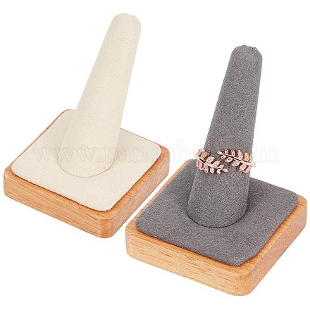 FINGERINSPIRE 2Pcs Fingers Ring Display Stands Jewelry Holder Showcase Display Stands for Shows 2 Colors (Creamy-White RDIS-FG0001-01-1