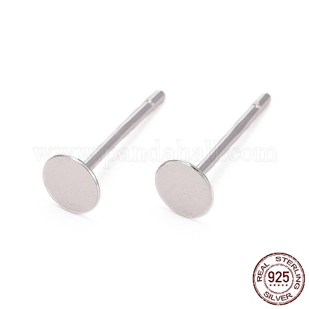 925 accessorio per orecchini a bottone in argento sterling rodiato STER-A003-80-1