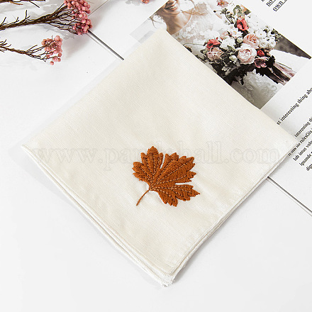 手作りハンカチ刺繍キット 刺繍針と糸を含む 綿織物 カエデの葉の模様