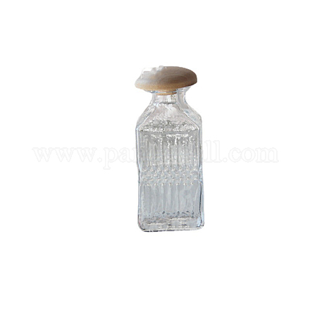 長方形のミニチュアガラスの空き瓶の装飾品  きのこ型ウッドストッパー  マイクロランドスケープガーデンドールハウスアクセサリー  写真撮影の小道具の装飾  ホワイト  20x43mm BOTT-PW0006-09-1