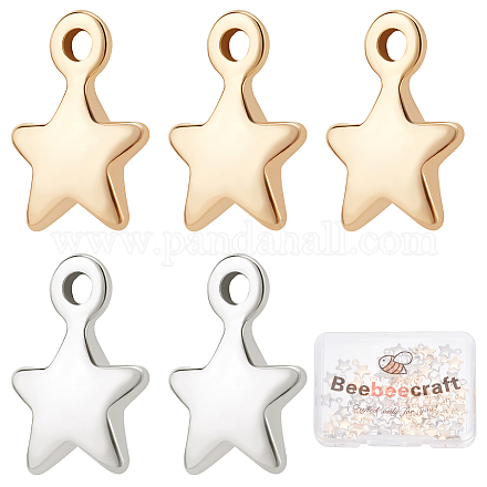 Beebeecraft 60Pcs 2 Colors Mini Star Charms Gold & Platinum Plated Star Dangle Pendants for DIY Crafting Jewelry Making KK-BBC0002-52-1