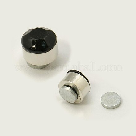 Stainless Steel Magnetic Ear Studs with Rhinestone EJEW-I054B-03-1