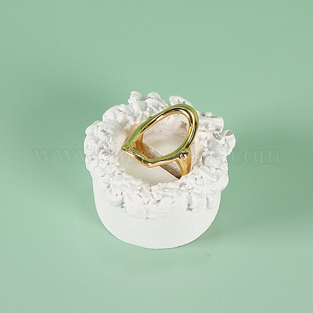 コラムレジンシングルリングディスプレイホルダー  指輪収納用ジュエリースタンド  写真の小道具  ホワイト  4.35x4.6x2.5cm  溝：1.95x0.35cm ODIS-A012-01-1