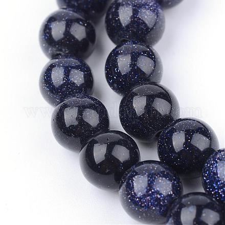 Synthetic Blue Goldstone Beads Strands G-Q462-8mm-28-1