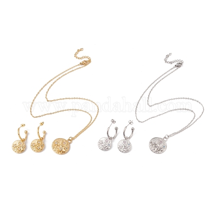 Boucles d'oreilles pendantes et collier pendentif fleur strass coloré SJEW-E043-01-1