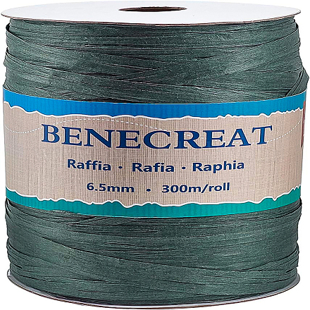 BENECREAT 300m/328 Yards 6.5mm Width Raffia Yarn Raffia Paper Craft Ribbon Packing Twine for Festival DIY Decoration and Weaving OCOR-BC0001-02B-1