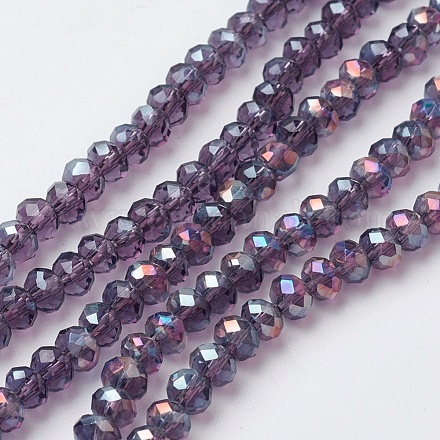 Electroplate Glass Beads Strands EGLA-F124-FR-B08-1