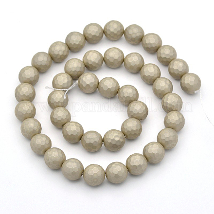 Frosted Round Shell Pearl Bead Strands BSHE-M013-6mm-02-1
