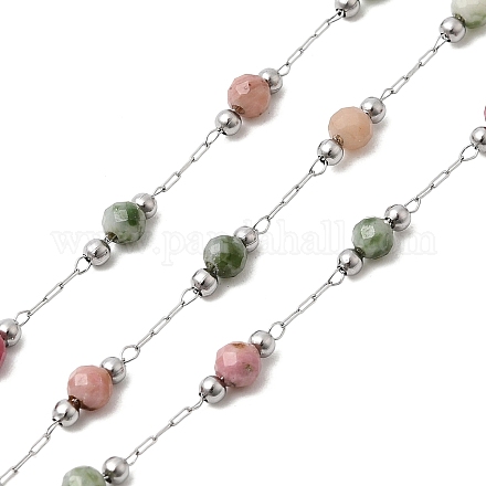 Цепи круглого звена из натурального индийского агата ручной работы и нержавеющей стали 316&nbsp;CHS-L033-07P-04-1