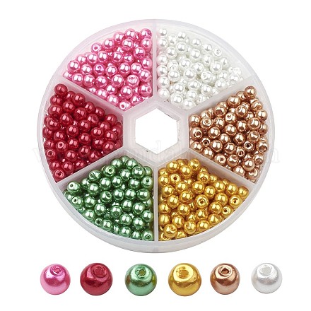 Set di perline di perle di vetro HY-JP0003-01-1