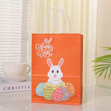 Rabbit with Easter Egg Pattern Paper Bags EAER-PW0001-217E-1