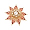 Sunflower Enamel Pins, Alloy Rhinestone Brooches for Backpack Clothes, with Plastic Pearl, Tomato, 51.5x50mm