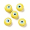 Handmade Evil Eye Lampwork Beads, Flat Round, Yellow, 11.5~12x5.5mm, Hole: 1~1.2mm