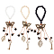 3Pcs Wood Pendant Decorations, with Alloy Pendants, Antique Bronze, Mixed Color, 325mm, 3pcs/set