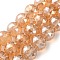Transparent Electroplate Glass Beads Strands, Round, Faceted, Orange, 15.5~16x14mm, Hole: 1.8mm, about 26pcs/strand, 14.37 inch(36.5cm)