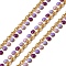 304 Stainless Steel Flat Round Link Chains, with Enamel, Rack Plating, Long-Lasting Plated, Ion Plating(IP), Unwelded, with Spool, Real 18K Gold Plated, Purple, 6x4.5x1.3mm