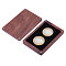 2-Slot Wood Coin Packaging Boxes, with Magnetic Lids, Rectangle, Coconut Brown, 11.8x7.7x1.9cm