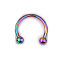 303 Stainless Steel Circular/Horseshoe Barbell Nose Rings, Nose Piercing Jewelry for Women, Rainbow Color, Inner Diameter: 6mm, Pin: 1.2mm, 17 Gauge