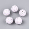 Handmade Polymer Clay Rhinestone and Resin Beads, Round with Flower, Plum, 19~20mm, Hole: 1.8~2mm