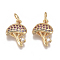 Brass Micro Pave Cubic Zirconia Charms, with Jump Rings, Mushroom, Colorful, Golden, 13x9x3mm, Hole: 3mm
