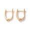 Rack Plating Brass Earrings, Cadmium Free & Nickel Free & Lead Free, Long-Lasting Plated, Real 18K Gold Plated, 19x13x3.5mm, Pin: 1mm