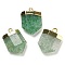 Natural Green Strawberry Quartz Pointed Pendants, Faceted Bullet Charms with Rack Plating Golden Plated Brass Findings, 24.5~25x16~16.5x7~7.5mm, Hole: 2.3mm