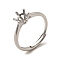 1Pc 925 Sterling Silver Adjustable Ring Findings, Solitaire Ring Setting Prong Ring Settings, Silver, Tray: 6mm, US Size 6 1/2(16.9mm)