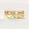 Brass Micro Pave Cubic Zirconia Cuff Rings, Cadmium Free & Lead Free, Chain Shape, Real Gold Plated & Real Platinum Plated, 8mm, Inner Diameter: 17.8mm