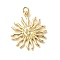Brass Pendants, Real 18K Gold Plated, with Jump Ring, Sun, 25x22x3mm, Hole: 3.5mm