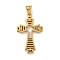 Ion Plating(IP) 304 Stainless Steel Pendants, with Rhinestone, Cross Charm, Golden, 42x26x3mm, Hole: 7x5mm