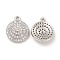 Brass Micro Pave Clear Cubic Zirconia Pendants, Flat Round Charms, Platinum, 16.5x13x3.5mm, Hole: 1.4mm