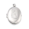 Brass Locket Pendants, Lead Free & Cadmium Free, Long-Lasting Plated, Oval with Boot Pattern, Platinum, 24.5x17.5x7mm, Hole: 4x3mm, Inner Diameter: 19x13mm