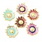 Rack Plating Brass Enamel Pendants, Long-Lasting Plated, Lead Free & Cadmium Free, Sunflower Charms, Real 18K Gold Plated, Mixed Color, 28.5x24.5x4.5mm, Hole: 2mm