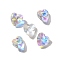 Glass Charms, Heart, AB Color, Faceted, Clear AB, 10x10x4.5mm, Hole: 1.2mm