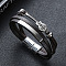 Leather Multi-strand Bracelets, Alloy Guitar Links Bracelet with Magnetic Clasp, Coconut Brown, 8-1/4 inch(21cm)