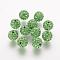 Polymer Clay Rhinestone Beads, Grade A, Round, Pave Disco Ball Beads, Peridot, 10x9.5mm, Hole: 1.5~1.8mm
