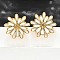 304 Stainless Steel Flowers Stud Earrings for Women, with Enamel, Real 18K Gold Plated, 24mm