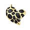 304 Stainless Steel Pendants, with Enamel, Heart Charm, Golden, Black, 25x24x4mm, Hole: 2mm