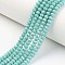 Electroplate Opaque Solid Color Glass Beads Strands, Half Rainbow Plated, Faceted, Rondelle, Turquoise, 8x6mm, Hole: 1mm, about 60~62pcs/strand, 39~40cm