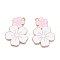 Alloy Enamel Pendants, Light Gold, Lead Free & Cadmium Free, Flower Charm, Pink, 35x25x1.5mm, Hole: 2mm